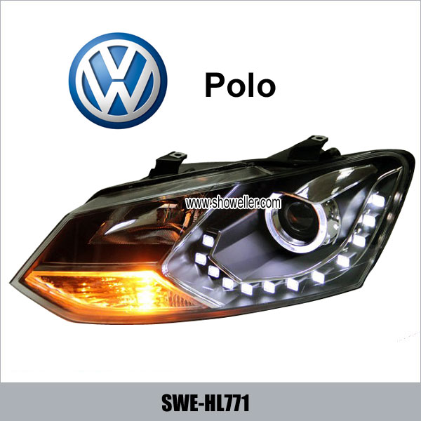 VW POLO Angel Eye LED Head Lamp front DRL Headlights Dayline Head Lights SWE-HL771